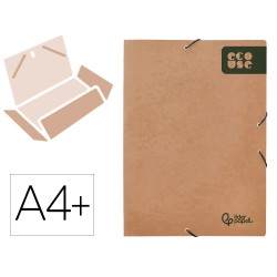 Carpeta liderpapel gomas tres solapas ecouse cartulina 400 gr din a4+ color kraft marron