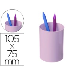 Cubilete portalapices archivo 2000 rosa pastel opaco plastico 100% reciclado diametro 75 mm alto 105 mm