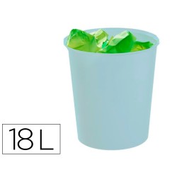 Papelera plastico archivo 2000 ecogreen 100% reciclada 18 litros color azul pastel 290x310 mm
