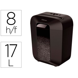 Destructora de documentos fellowes lx-41 capacidad 8h seguridad p4 destruye grapas clips y tarjeta papelera 17 l