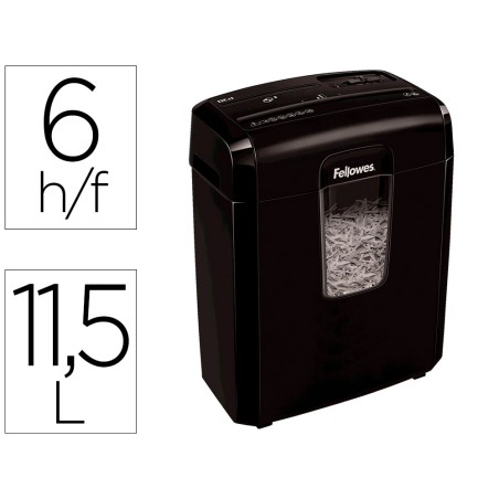 Destructora de documentos fellowes lx-25m capacidad 6h p4 destruye grapas clips y tarjeta papelera 11,5 l