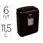 Destructora de documentos fellowes lx-25m capacidad 6h p4 destruye grapas clips y tarjeta papelera 11,5 l
