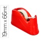 Portarrollo sobremesa q-connect plastico para cintas de 66 m color rojo 220x100x70 mm