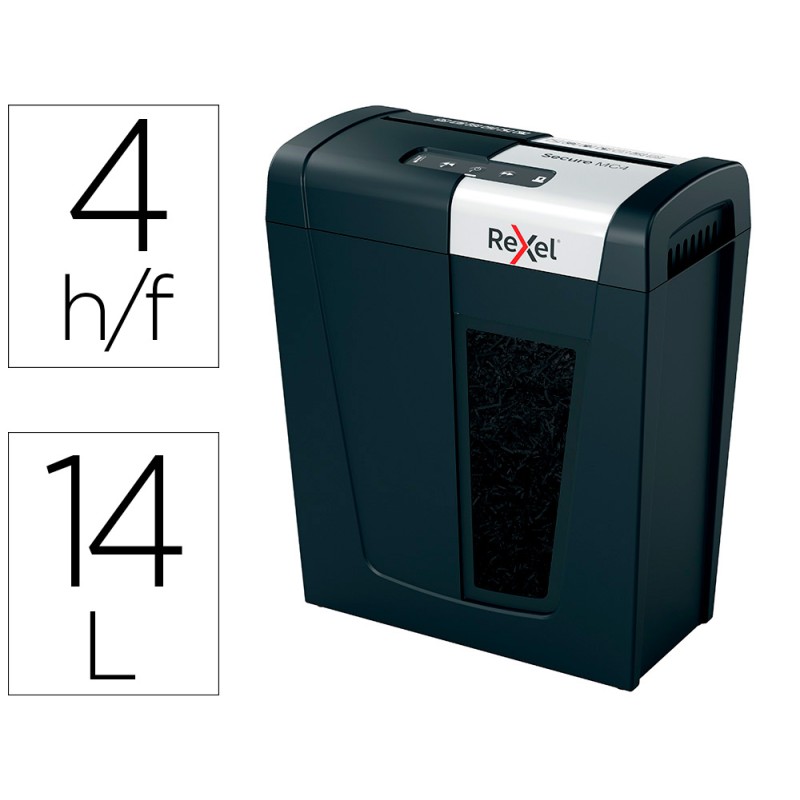 Destructora de documentos rexel secure mc4 capacidad 4 hojas micro corte destruye grapas y clips