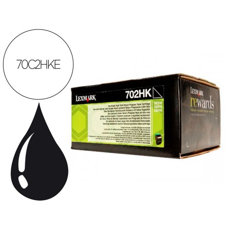 Toner laser lexmark 702hke negro 4000 paginas