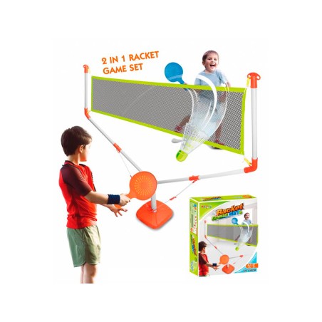 Raquetas kingsport con red 2 en 1 tenis y badminton +3 años