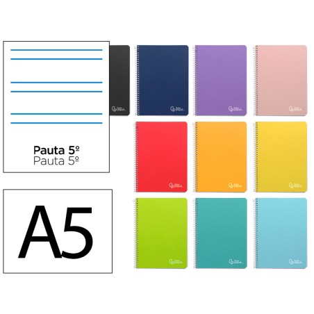 Cuaderno espiral liderpapel a5 witty tapa dura 80h 90gr rayado montessori 5 mm colores surtidos