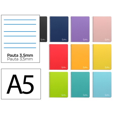 Cuaderno espiral liderpapel a5 witty tapa dura 80h 90gr rayado montessori 3,5 mm colores surtidos