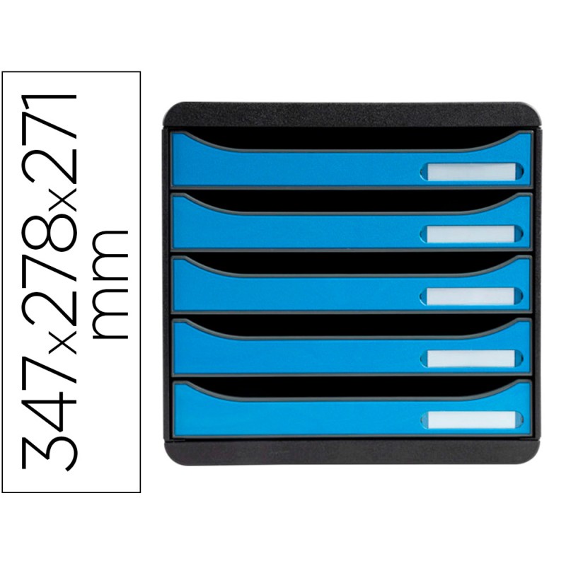 Fichero cajones sobremesa exacompta big-box clean safe 5 cajones azul
