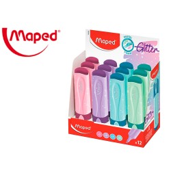 12 Unidades - Rotulador maped fluorescente peps pastel con glitter colores surtidos