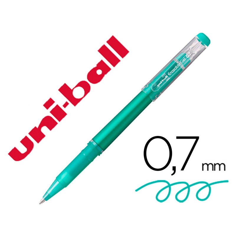 12 Unidades - Rotulador uni-ball roller uf-222 tinta gel borrable 0,7 mm verde
