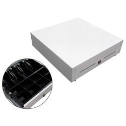 Cajon portamonedas 8 monederos 4 billeteros con llave electrico blanco 410x415x110mm