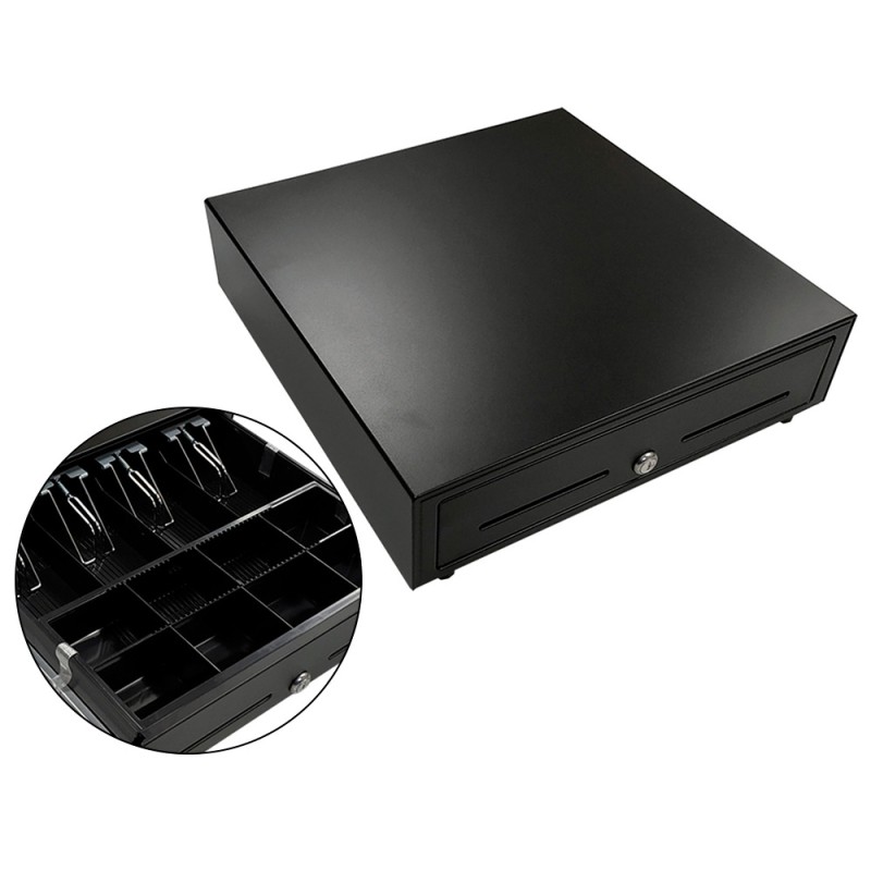 Cajon portamonedas 8 monederos 4 billeteros apertura electrica negro 410x415x110 mm