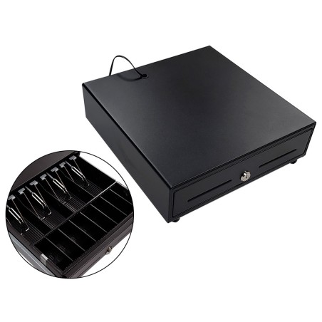 Cajon portamonedas 8 monederos 4 billeteros apertura electrica negro 330x335x105 mm