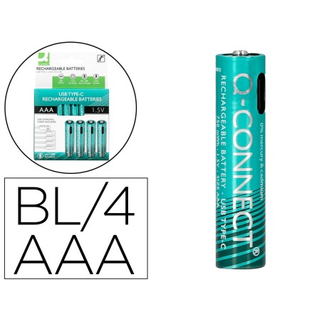 Pila q-connect aaa recargable por usb-c blister de 4 unidades