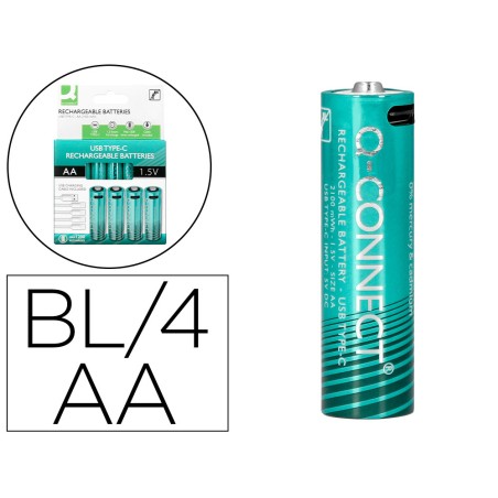 Pila q-connect aa recargable por usb-c blister de 4 unidades