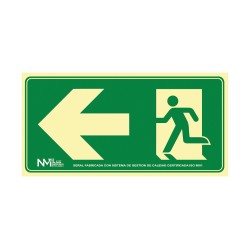 Pictograma archivo 2000 salida de emergencia izquierda pvc verde luminiscente 160x320 mm