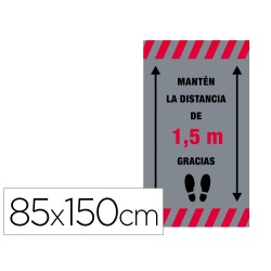 Alfombra para suelo de paso novus manten la distancia de 1,5 m gracias fondo gris 85x150 cm