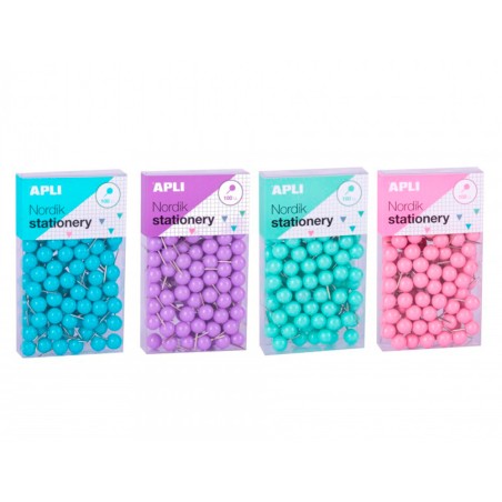 8 Unidades - Aguja señalizadora apli redonda nordik 9 x 20 mm color pastel surtidos caja de 100 unidades