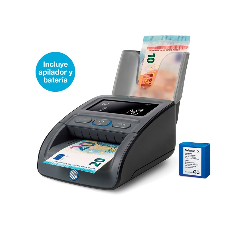 Detector y contador de billetes falsos safecan 155-s complete pantalla lcd 3,8" micro sd 156x120x76 mm