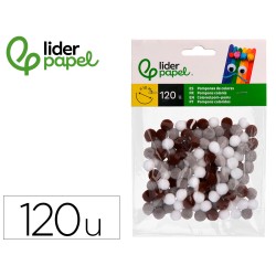 Pompones de colores liderpapel 1 cm tonalidades neutras bolsa con 120 unidades