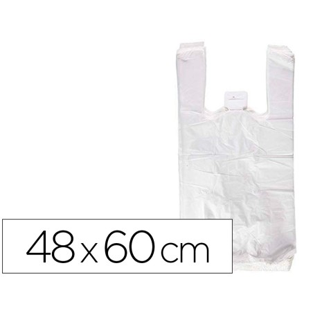 90 Unidades - Bolsa camiseta reciclada 70% blanca 50 mc 48x60 cm apta legislacion de bolsas 2021