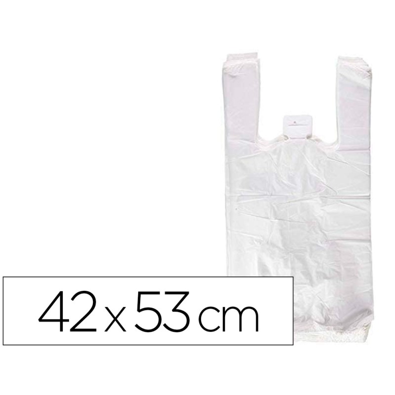 120 Unidades - Bolsa camiseta reciclada 70% blanca 50 mc 42x53 cm apta legislacion de bolsas 2021