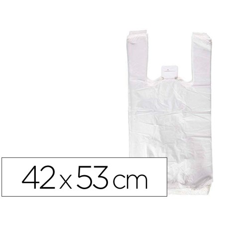 120 Unidades - Bolsa camiseta reciclada 70% blanca 50 mc 42x53 cm apta legislacion de bolsas 2021