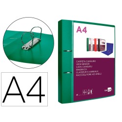 Carpeta liderpapel canguro 2 anillas 40 mm mixtas polipropileno din a4 verde translucido