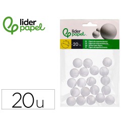 Figura de espuma blanca liderpapel bola de 2 cm bolsa con 20 unidades