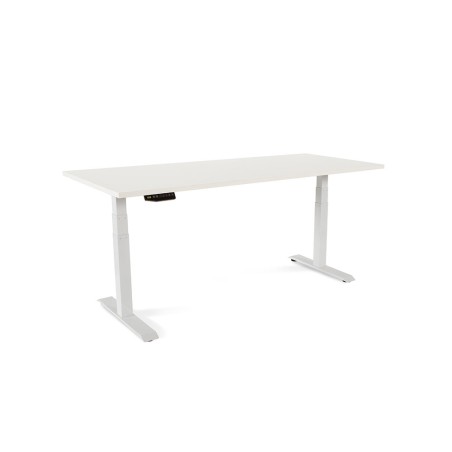 Mesa rocada regulable en altura electricamente hasta 129 cm estructura de acero tablero 180 cm color blanco