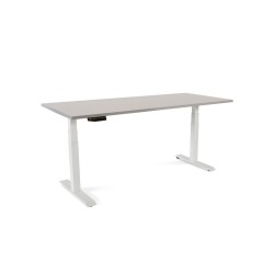 Mesa rocada regulable en altura electricamente hasta 129 cm estructura de acero tablero 180 cm color gris