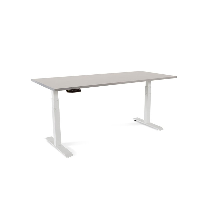 Mesa rocada regulable en altura electricamente hasta 129 cm estructura de acero tablero 180 cm color gris