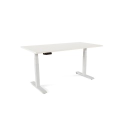 Mesa rocada regulable en altura electricamente hasta 129 cm estructura de acero tablero 160 cm color blanco