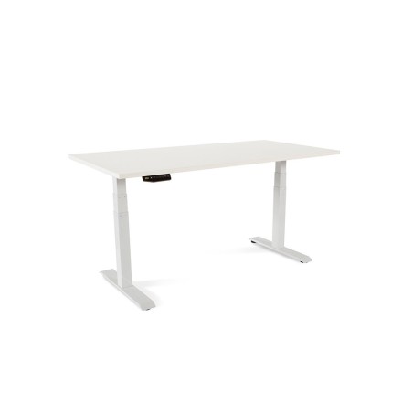 Mesa rocada regulable en altura electricamente hasta 129 cm estructura de acero tablero 160 cm color blanco