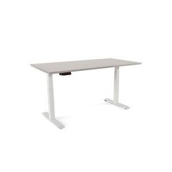 Mesa rocada regulable en altura electricamente hasta 129 cm estructura de acero tablero 160 cm color gris