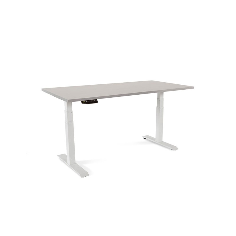 Mesa rocada regulable en altura electricamente hasta 129 cm estructura de acero tablero 160 cm color gris