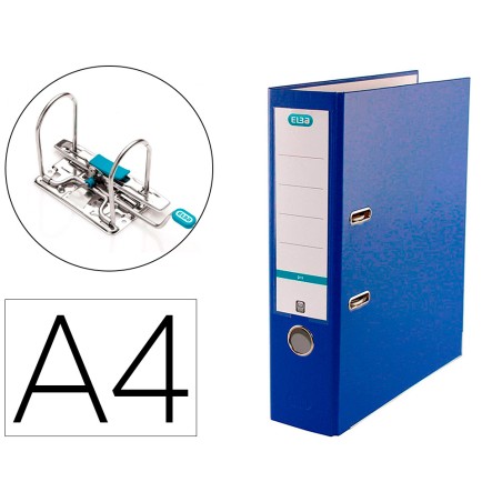 Archivador de palanca elba top carton compacto polipropileno con rado din a4 lomo de 80 mm azul