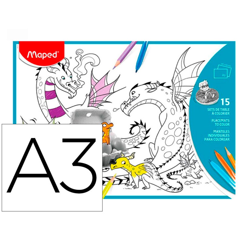 Mantel para colorear maped individual din a3 pack de 15 unidades surtidas Mantel para colorear maped individual din a3 pack de 15 unidades surtidas
