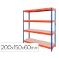 Estanteria metalica ar stabil xl 200x150x60 cm 4 estantes 500 kg por estante bandeja de madera sin tornillos color Estanteria metalica ar stabil xl 200x150x60 cm 4 estantes 500 kg por estante bandeja de madera sin tornillos color