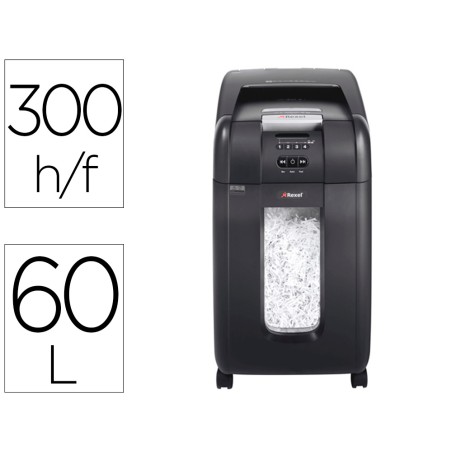 Destructora de documentos rexel optimum autofeed+ 300x eu capacidad de corte 300 hojas destruye grapas y clips