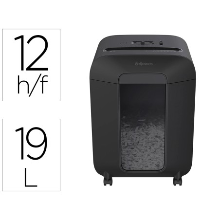 Destructora de documentos fellowes lx-85 capacidad de corte 12 hojas p4 destruye grapas clips y tarjetas