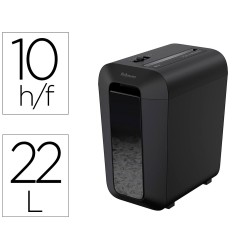 Destructora de documentos fellowes lx-65 capacidad de corte 10 hojas p4 destruye grapas clips y tarjetas
