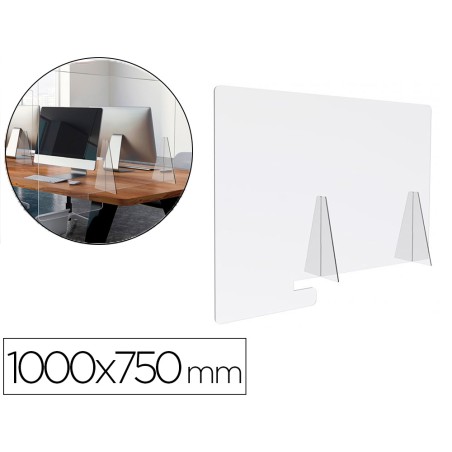 Pantalla de proteccion archivo 2000 sobremesa metacrilato transparente 1000x750 mm