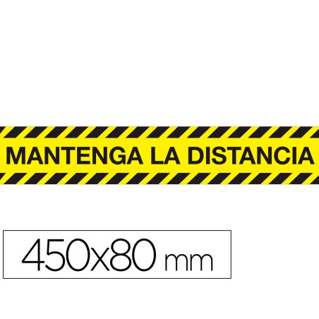 Cinta adhesiva de señalizacion mantenga la distancia de seguridad pvc 165 mc 450x80 mm