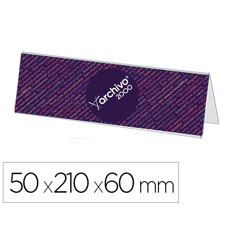 Identificador sobremesa archivo 2000 premium poliestireno cristal transparente 50x210x60 mm Identificador sobremesa archivo 2000 premium poliestireno cristal transparente 50x210x60 mm
