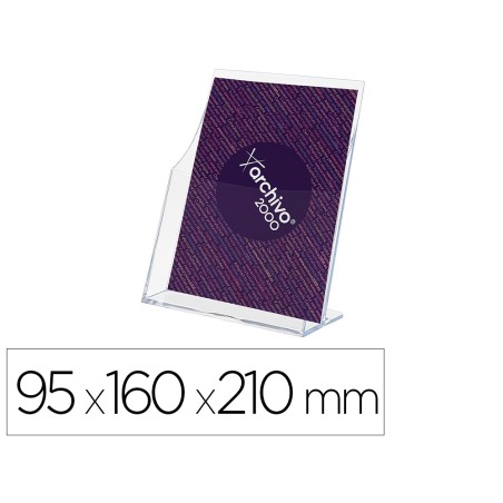 Expositor archivo 2000 premium portafolletos din a5 vertical cristal transparente 95x160x210mm