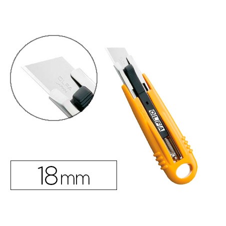 Cutter de seguridad cuchilla ancha 18 mm cuerpo acero inoxidable recubierto resina abs