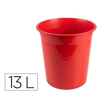 Papelera plastico q-connect rojo opaco 13 litros 275x285 mm