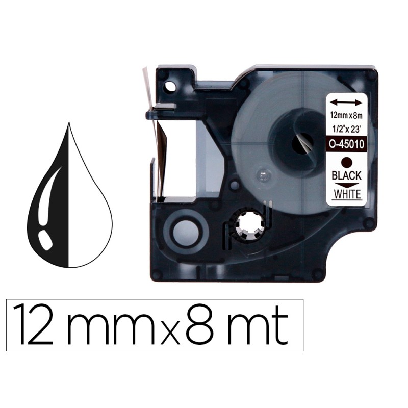 Cinta q-connect mk-221 blanco-negro 9mm longitud 8 m